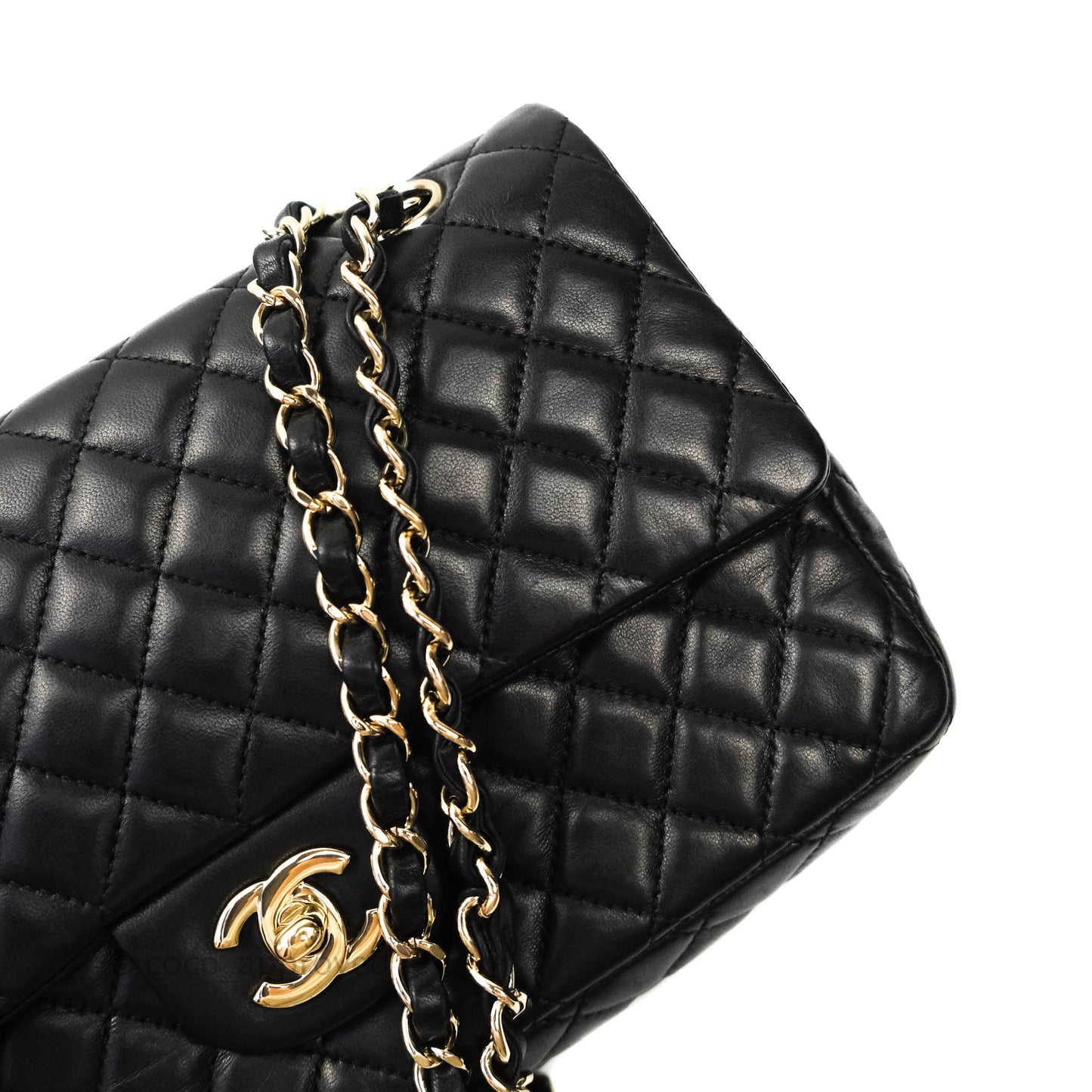 Chanel Classic M/L Medium Quilted Black Flap With Valentines Charms Lambskin Gold Hardware