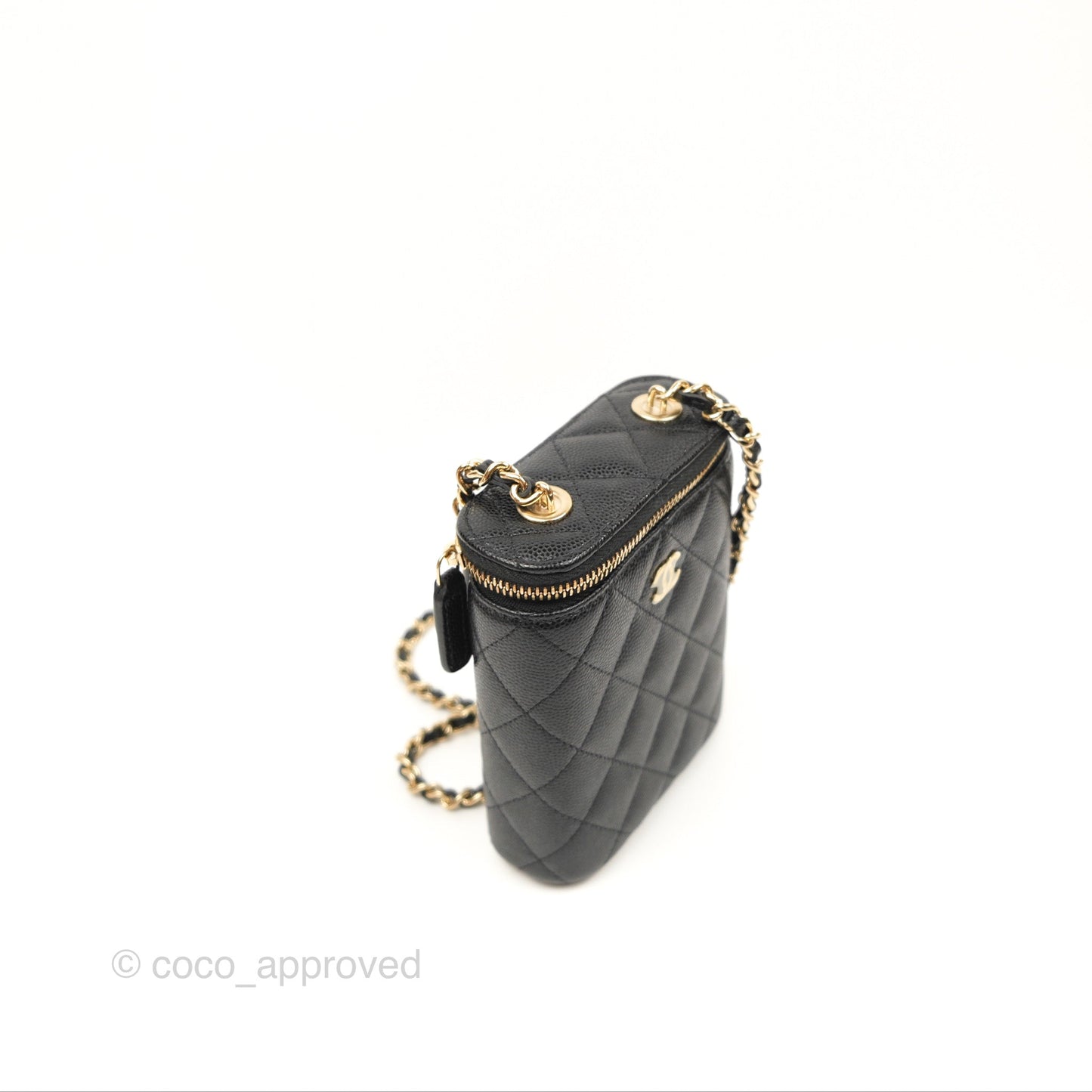Chanel Classic Mini Vanity With Chain Black Caviar Gold Hardware
