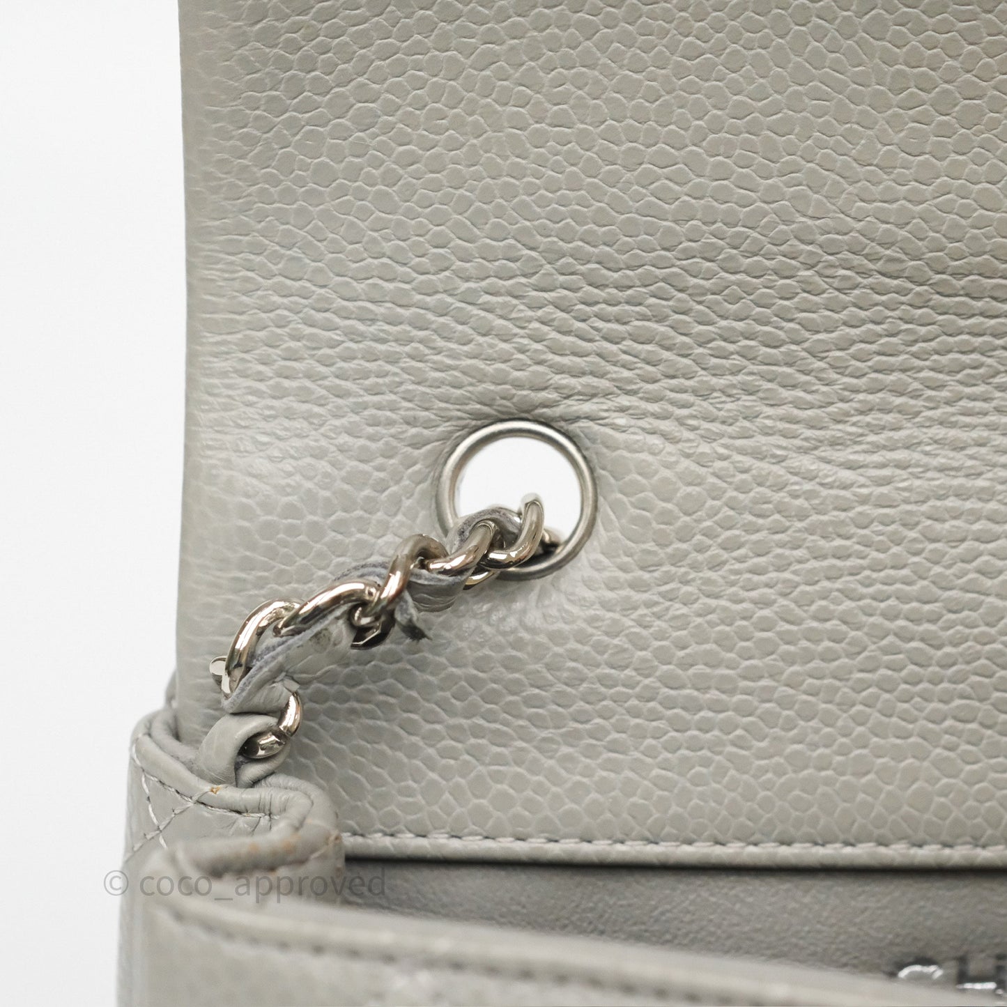 Chanel Extra Mini Rectangular Flap Quilted Light Grey Caviar Silver Hardware