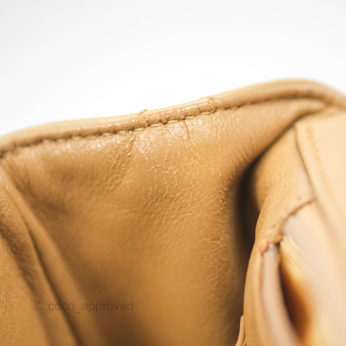 Chanel Vintage Jumbo Beige Flap Bag Lambskin Enamel Hardware