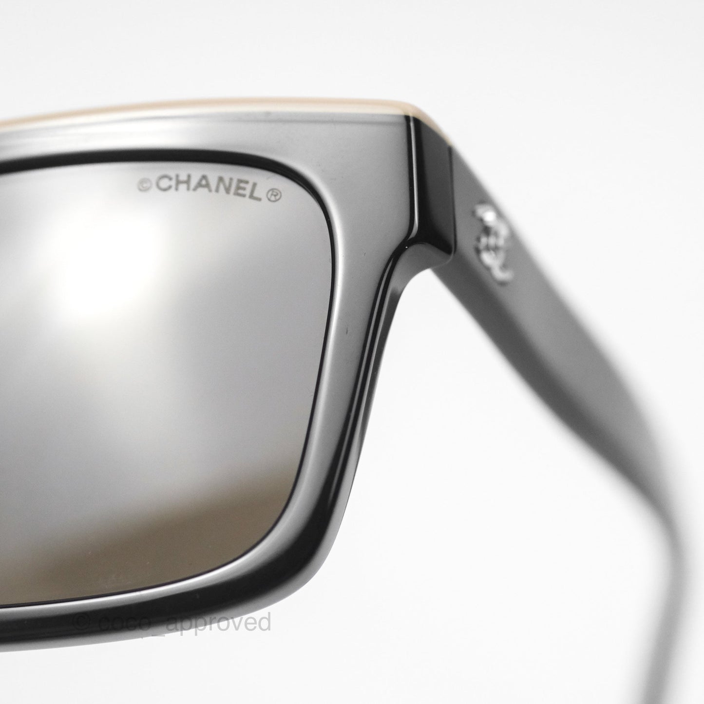 Chanel Acetate Square Sunglasses Black/Beige