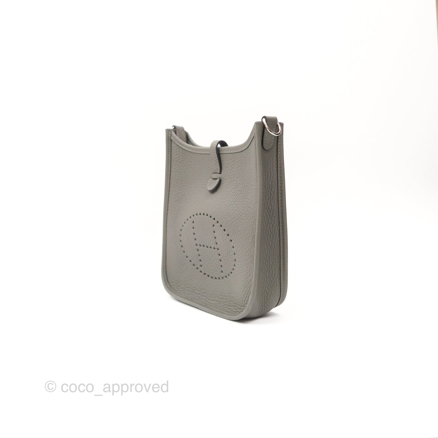 Hermès Mini Evelyne 16 Gris Meyer 0L Clemence Palladium Hardware
