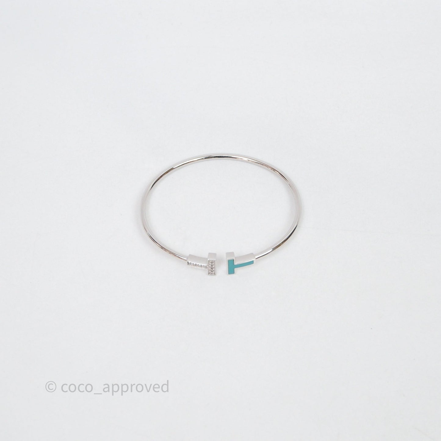 Tiffany & Co Tiffany T Wire Bracelet in White Gold with Turquoise and Diamonds 18k