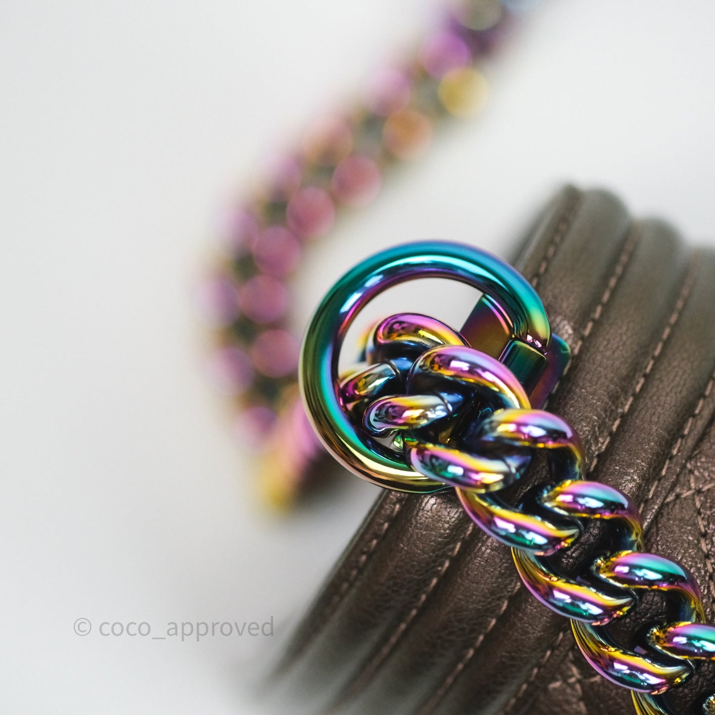 Chanel Quilted Medium Boy Iridescent Bronze Goatskin Rainbow Hardware