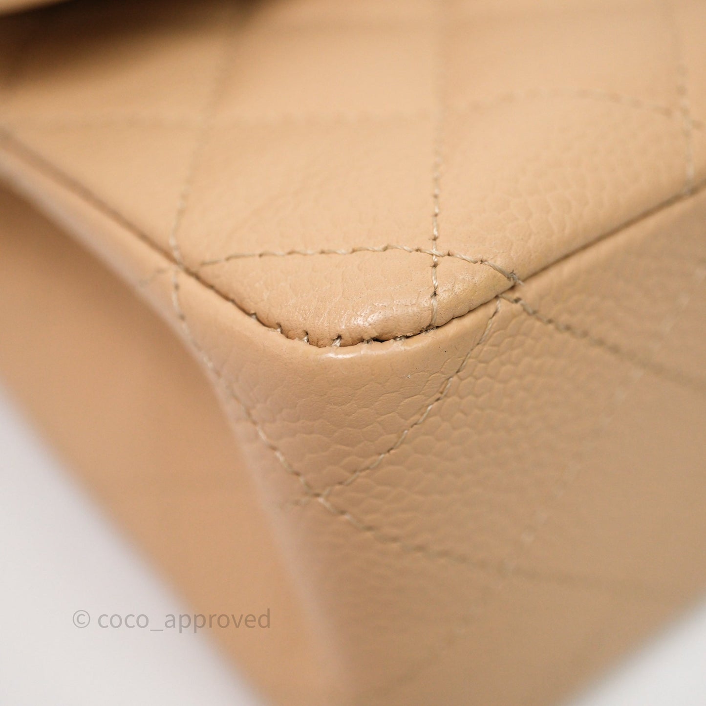 Chanel Classic M/L Medium Flap Quilted Beige Caviar Gold Hardware