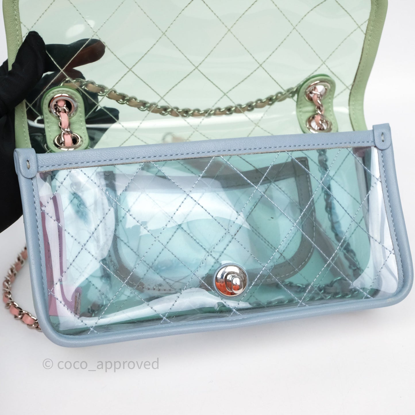 Chanel Coco Splash PVC Mini Flap Bag Blue/Green/Pink Silver Hardware