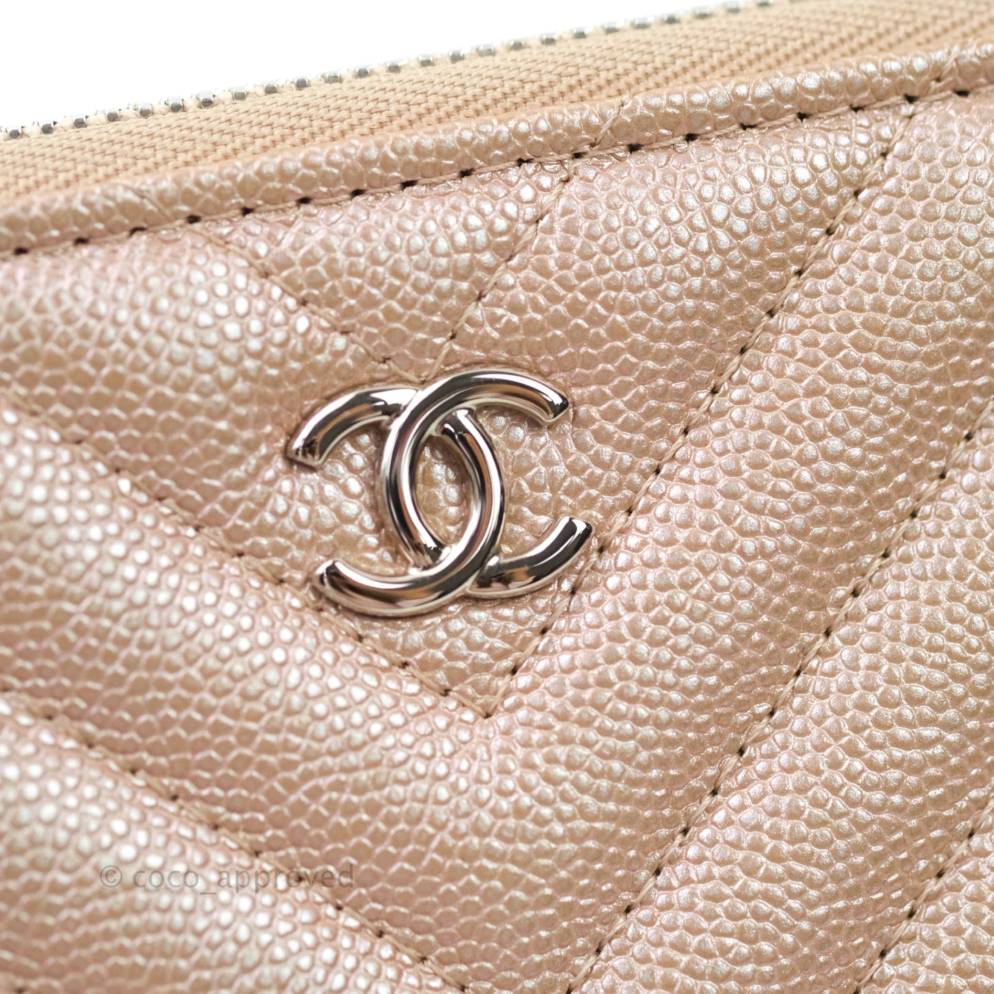 Chanel Large O Case Chevron Rose Gold 17B