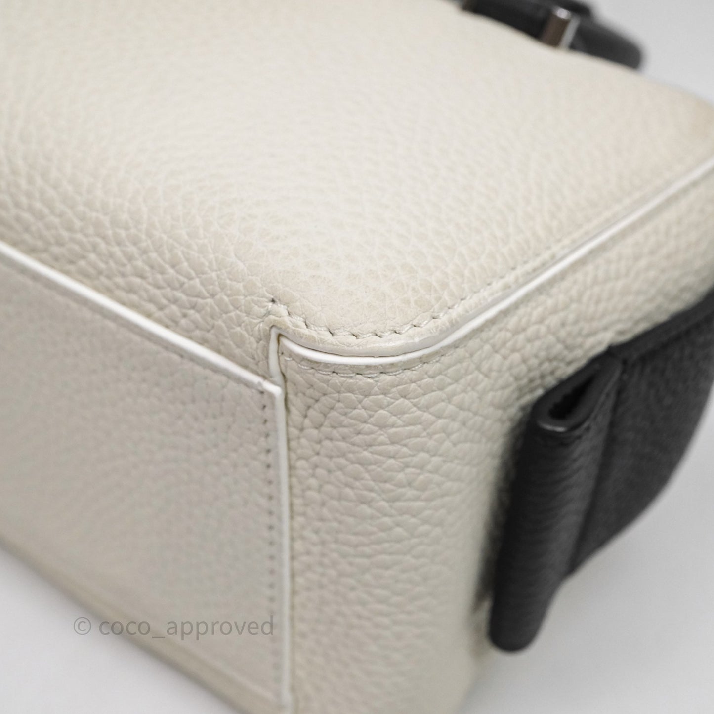 Delvaux Cool Box Mini Taurillon Soft Grained White/Black Calfskin Silver Hardware