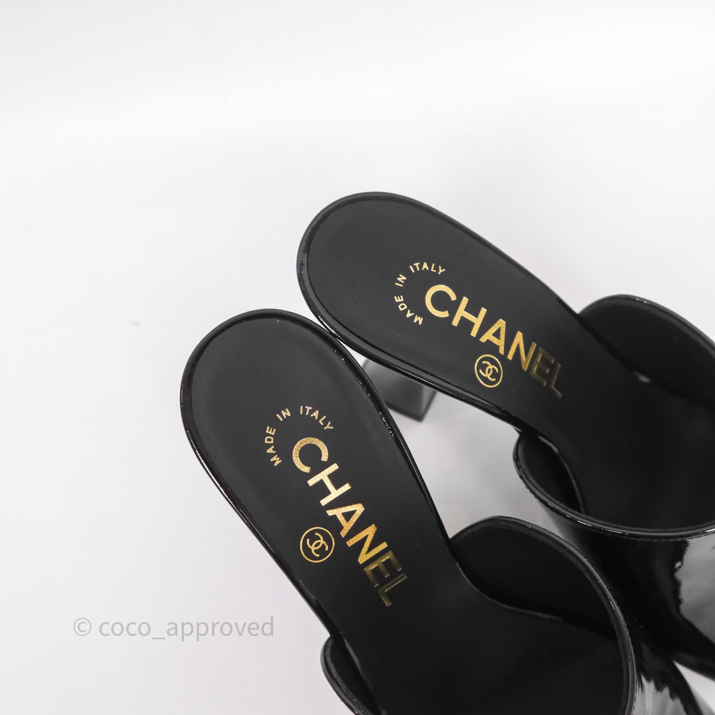 Chanel CC Heels Black Patent Size 36