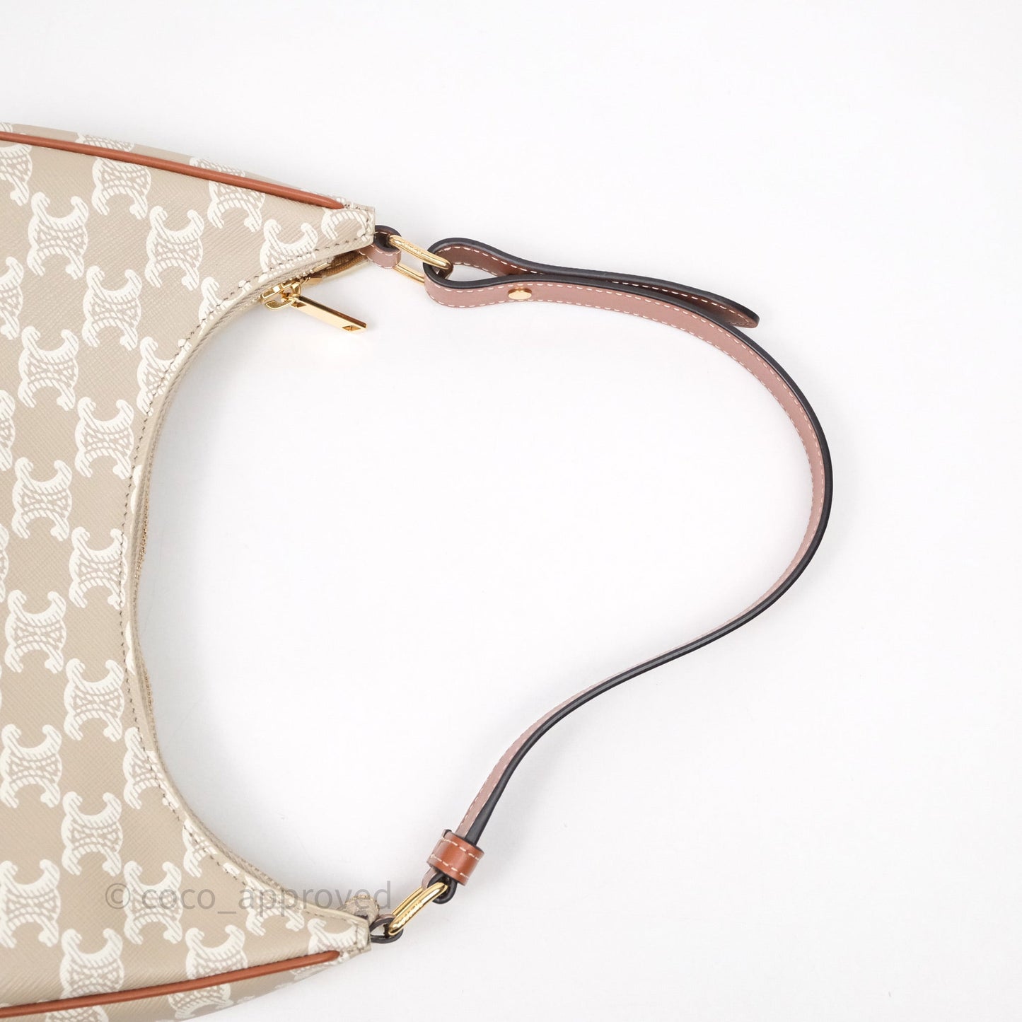 Celine Ava Bag In Triomphe Canvas Calfskin Grege