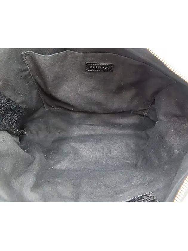 Luxury Balenciaga 362967 Black leather classic gold zip up decoration clutch bag