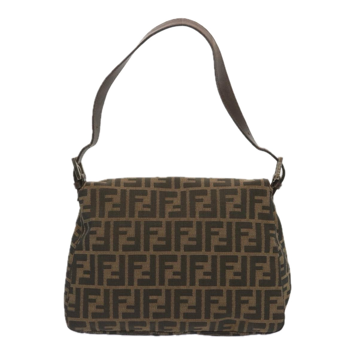 Luxury FendiZucca Canvas Mamma Baguette Shoulder Bag Black Brown67991