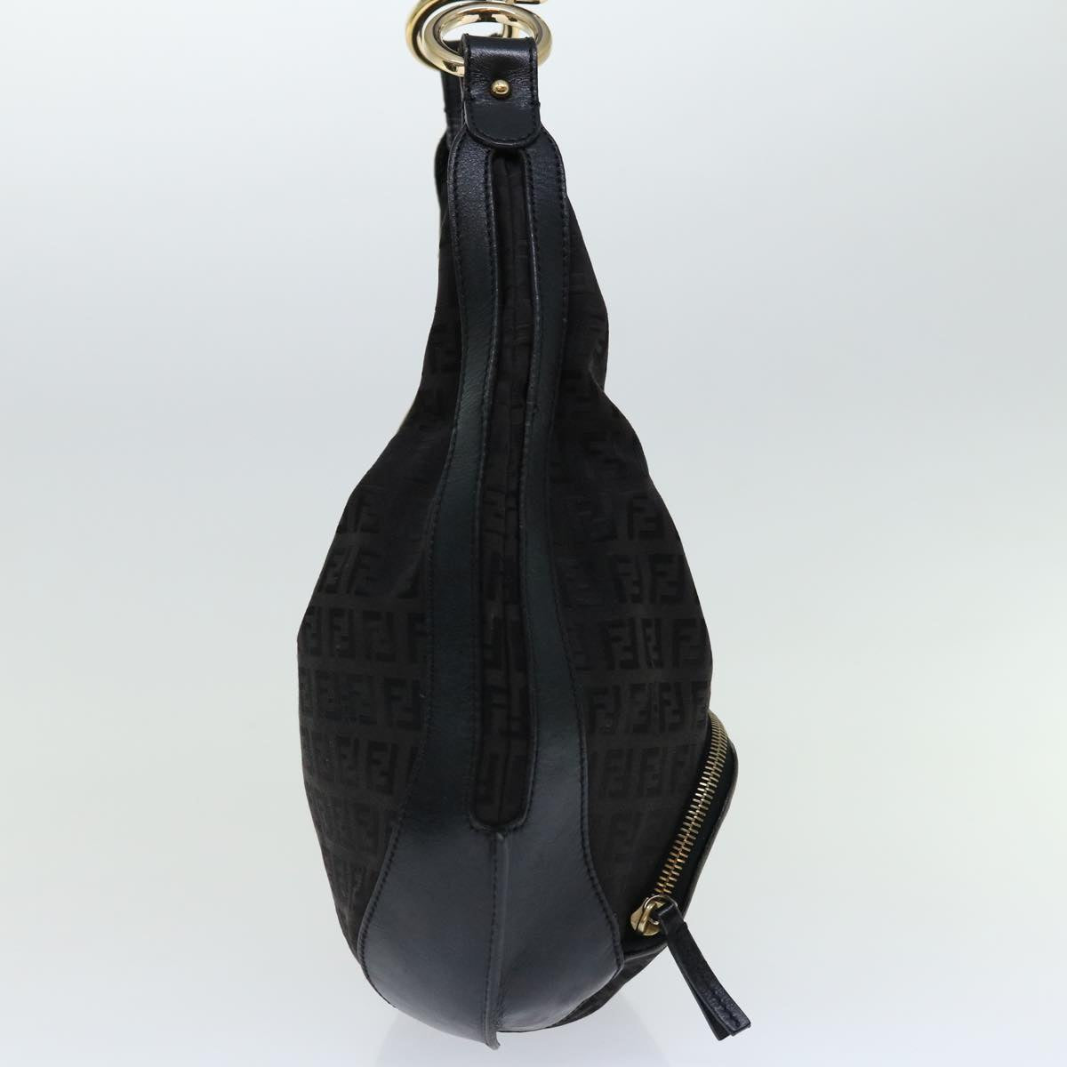 Luxury FendiZucchino Canvas Shoulder Bag Black67994
