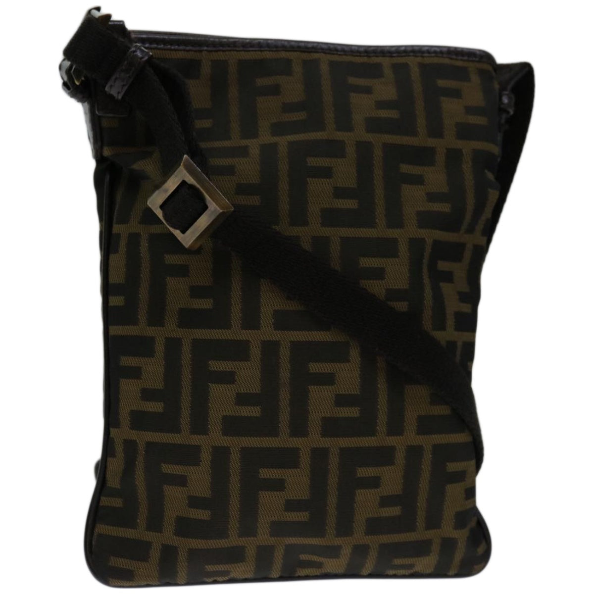 Luxury FendiZucca Canvas Shoulder Bag Black Brown67995
