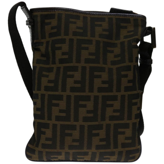 Luxury FendiZucca Canvas Shoulder Bag Black Brown67995