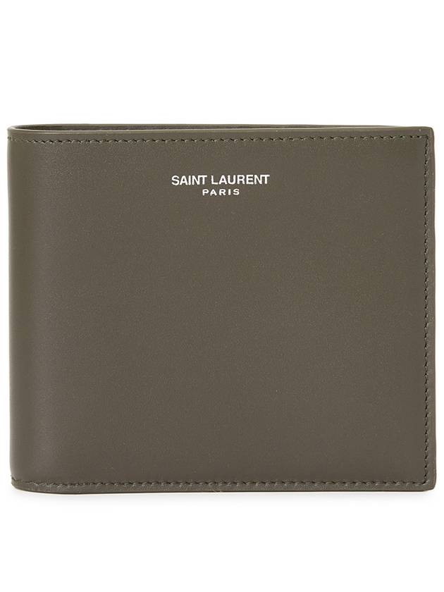 Luxury Saint Laurent East West Leather Half Wallet Light Musk