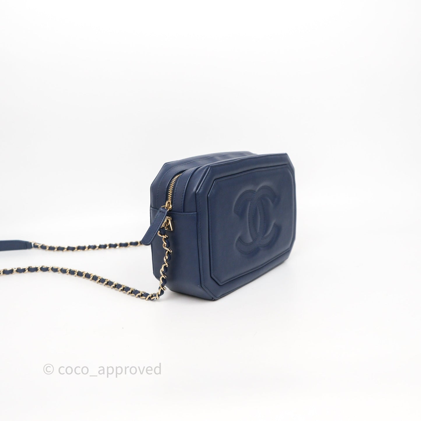 Chanel CC Octagon Camera Case Lambskin Navy Gold Hardware