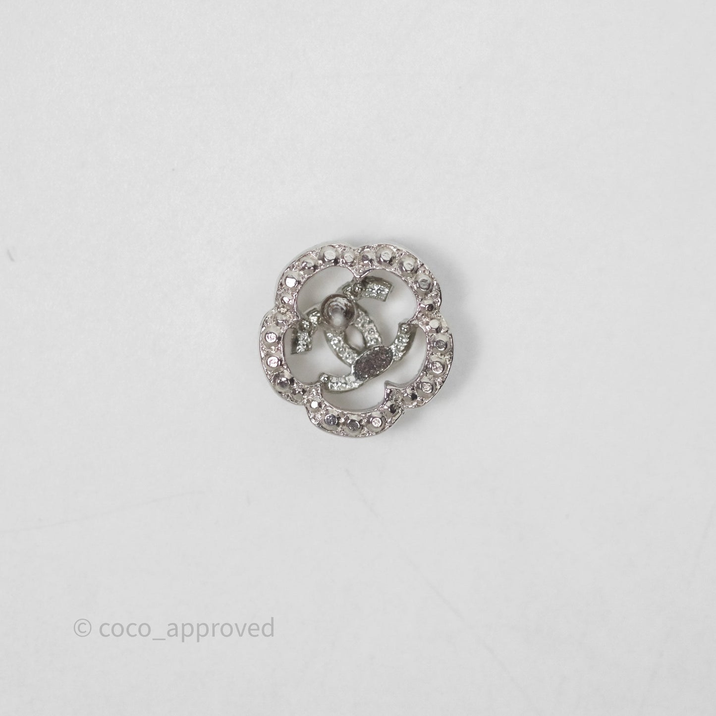 Chanel Crystal Flapper Camellia CC Earrings Silver Tone 20P