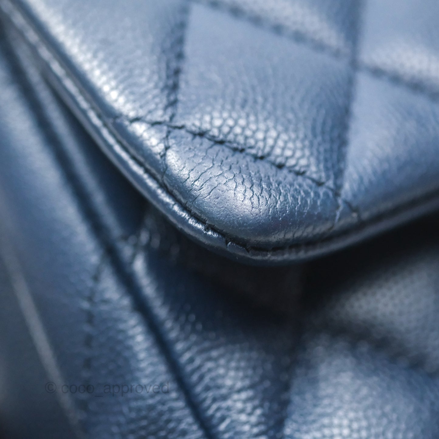 Chanel Mini Square Flap Quilted Navy Caviar Silver Hardware