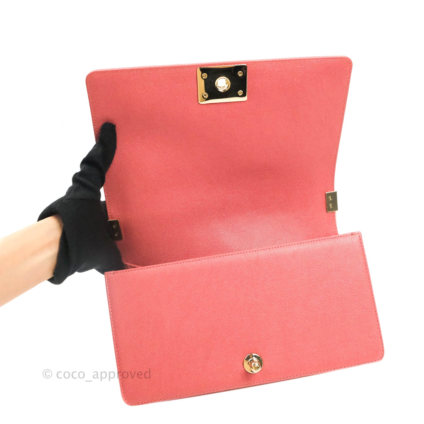 Chanel Boy Chevron Medium Pink Caviar Gold Hardware
