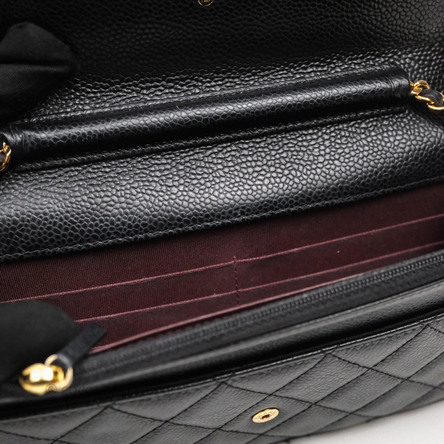 Chanel Classic Wallet On Chain WOC Quilted Black Caviar Gold Hardware