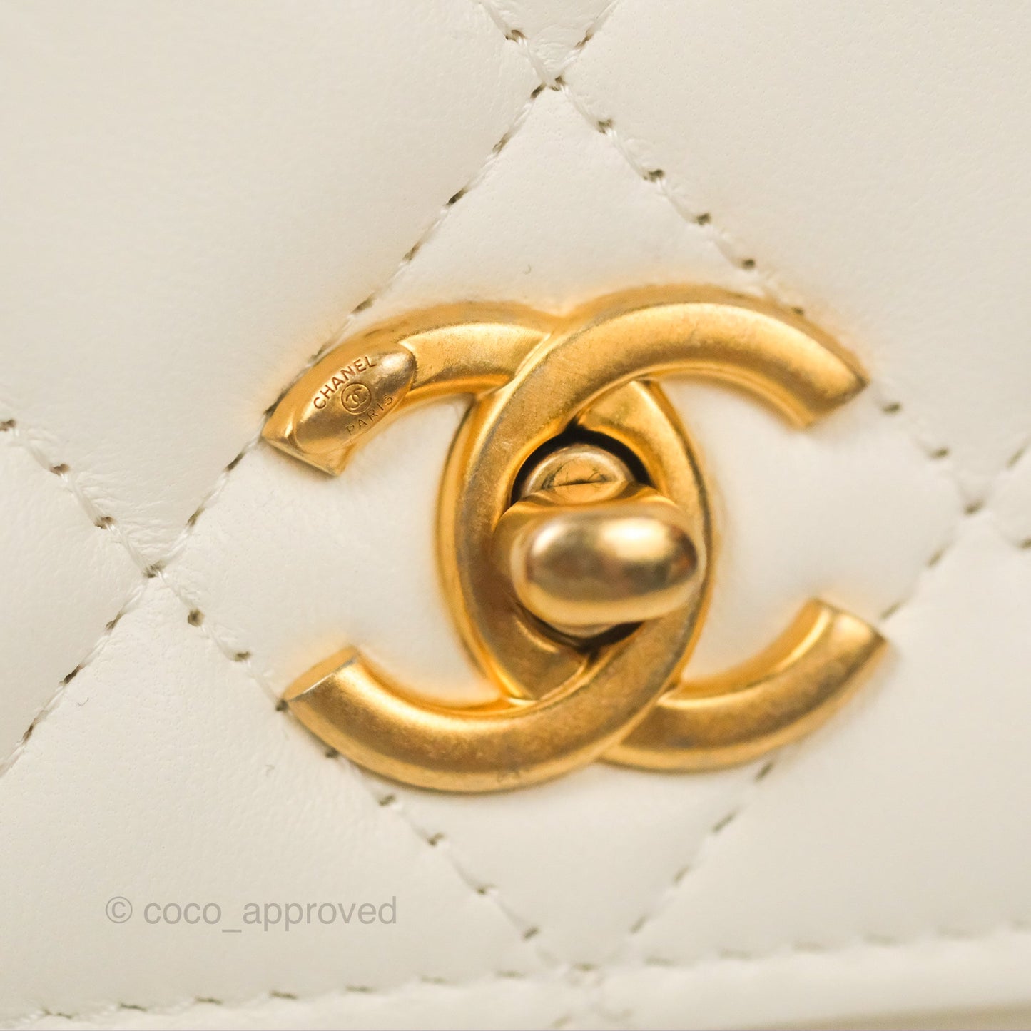 Chanel Quilted Pearl Crush Wallet on Chain WOC White Lambskin Aged Gold Hardware