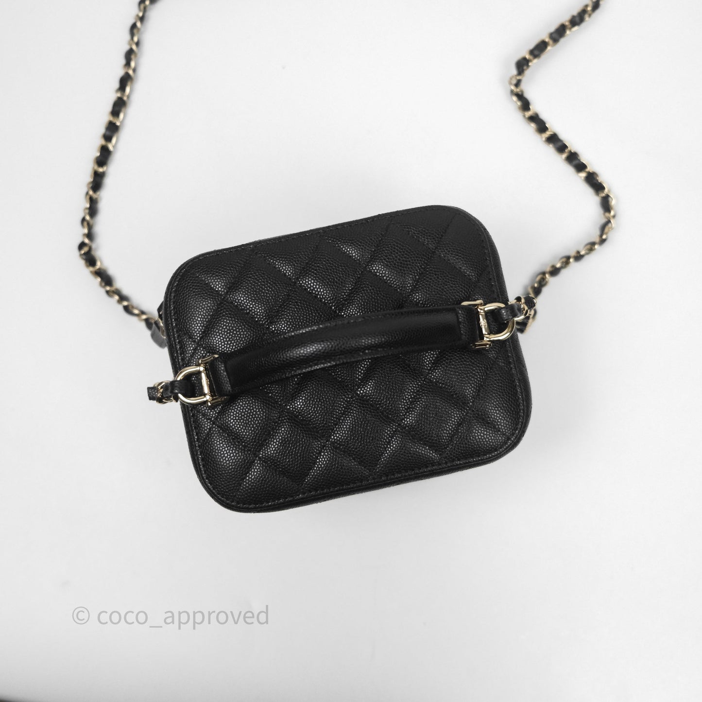 Chanel Quilted Top Handle Vanity Case Black Caviar Gold Hardware