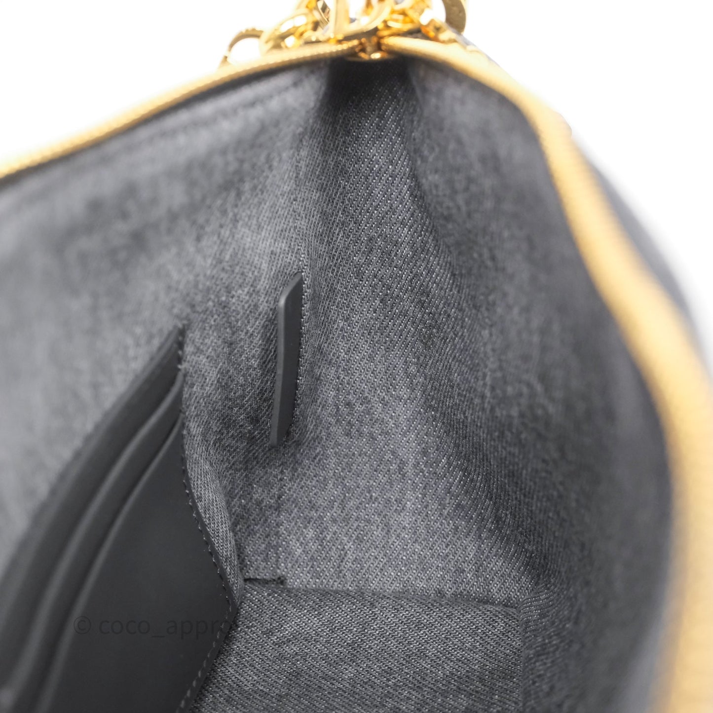 Christian Dior Diorstar Hobo Bag with Chain Gray Denim Dior Oblique Jacquard