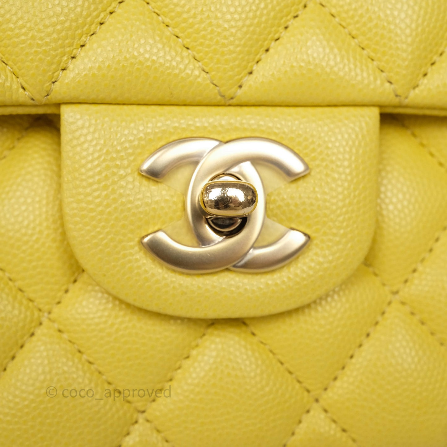 Chanel Small Classic Flap Quilted Yellow Caviar Gold Hardware