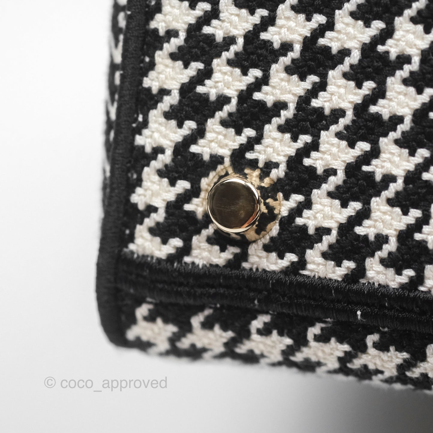 Christian Dior Medium Lady D-Lite Bag Black White Houndstooth