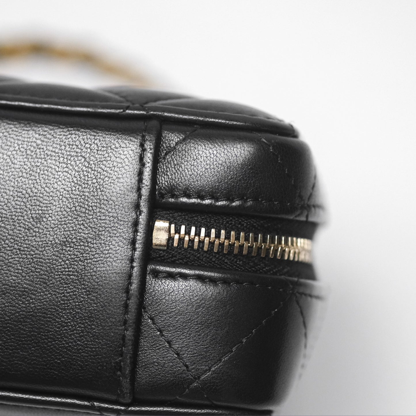 Chanel Top Handle Vanity Case Black Lambskin Aged Gold Hardware 22A
