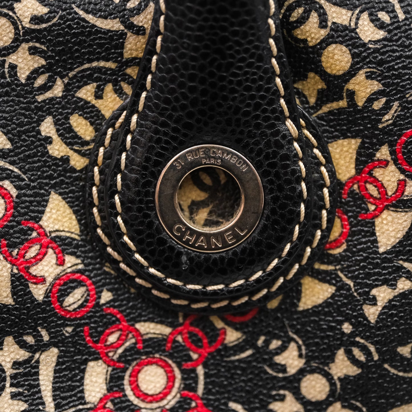 Chanel CC Print Logo Tote Bag Black