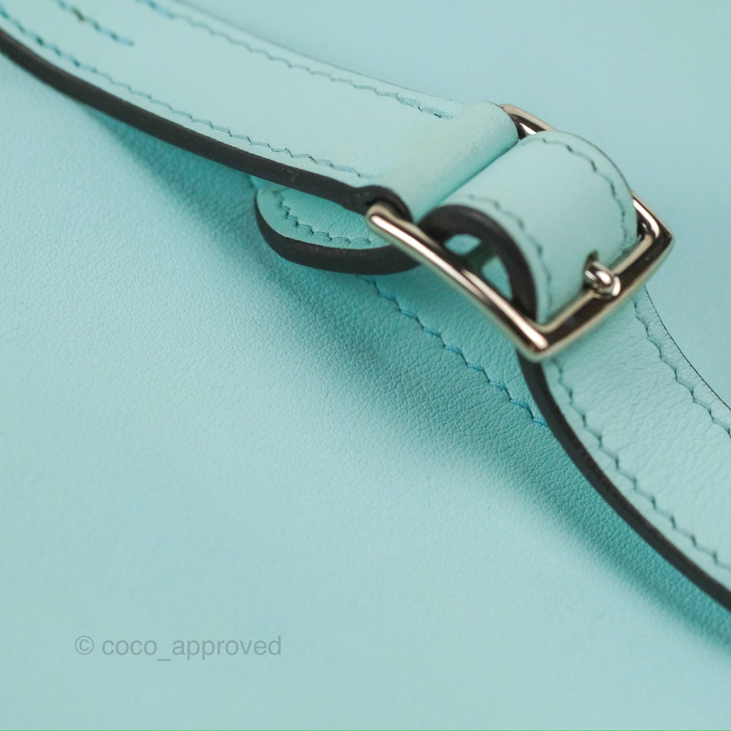 Hermès Halzan 22 Mini Aqua Swift Palladium Hardware