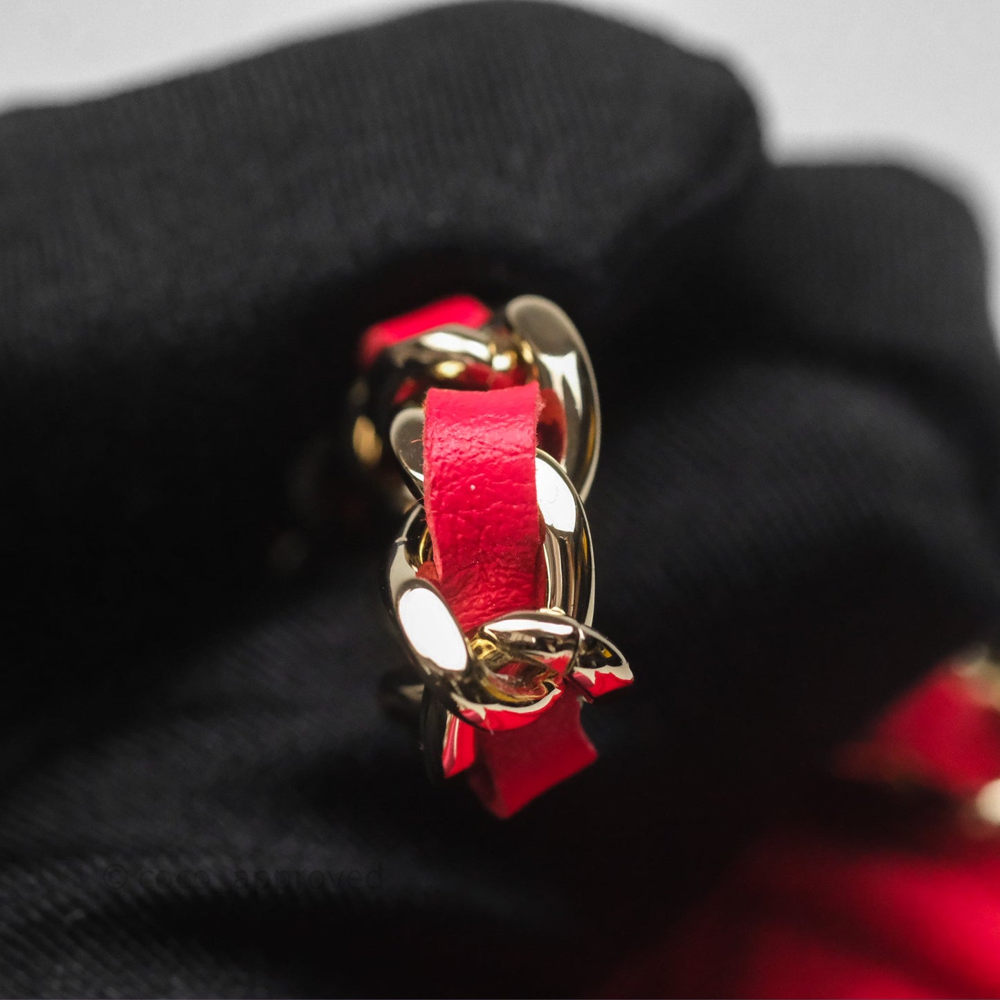 Chanel Mini Clutch With Chain Red Cotton Gold Hardware