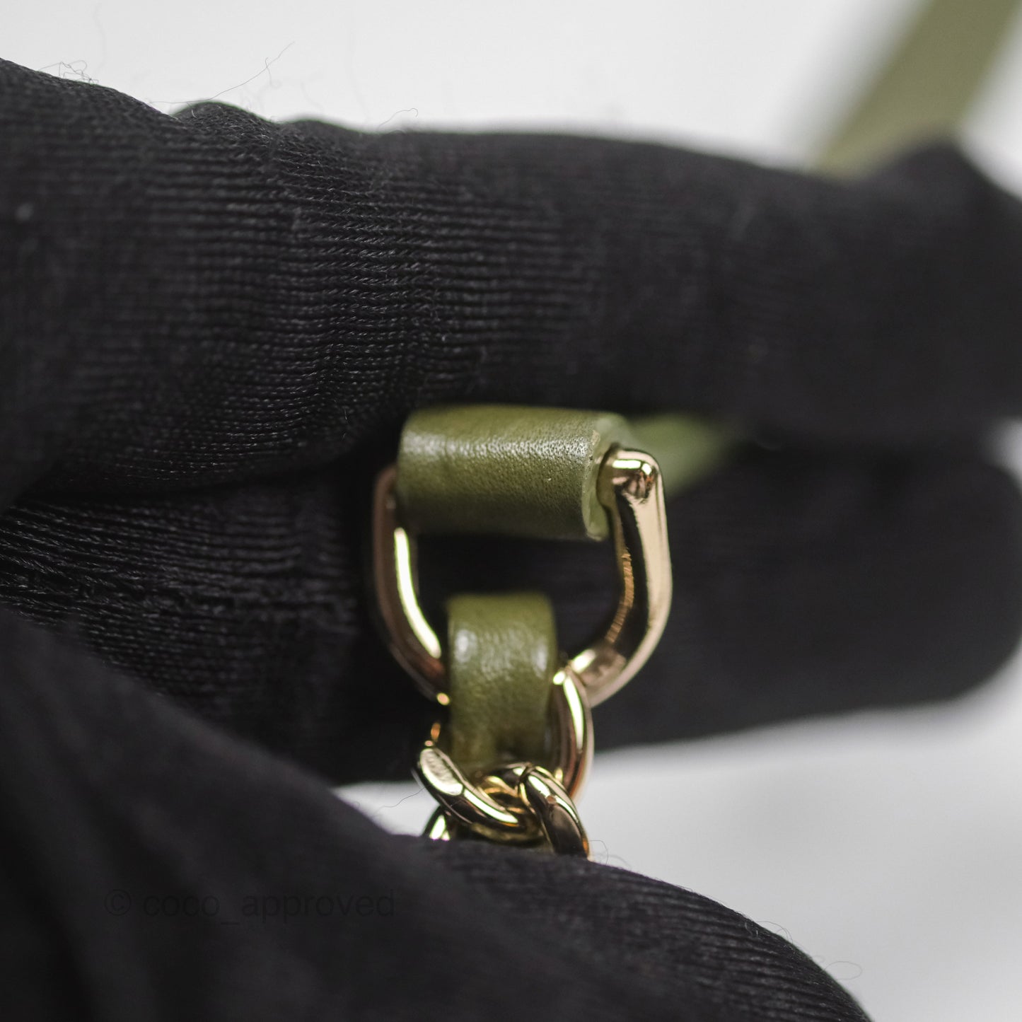Chanel Small Coco Lady Quilted Flap Bag With Top Handle Olive Green Calfskin Gold Hardware