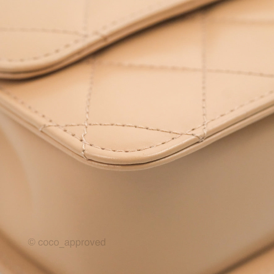 Chanel Quilted Perfect Fit Adjustable Beige Calfskin Gold Hardware 21A