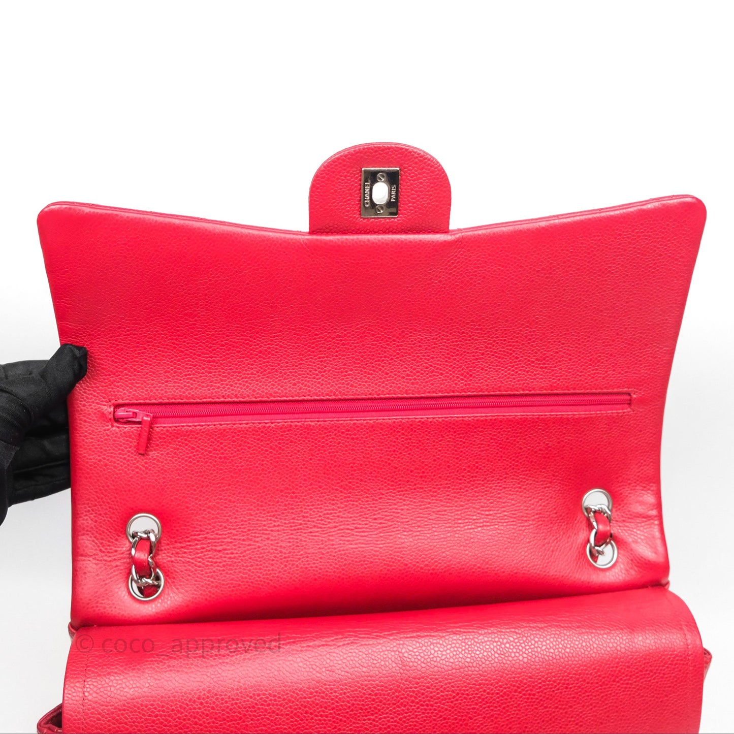 Chanel Quilted Maxi Double Flap Red Caviar Silver Hardware⁣⁣