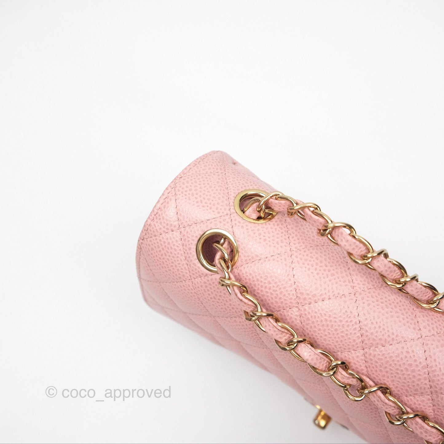 Chanel Vintage Classic M/L Medium Flap Quilted Sakura Pink Caviar 24K Gold Hardware