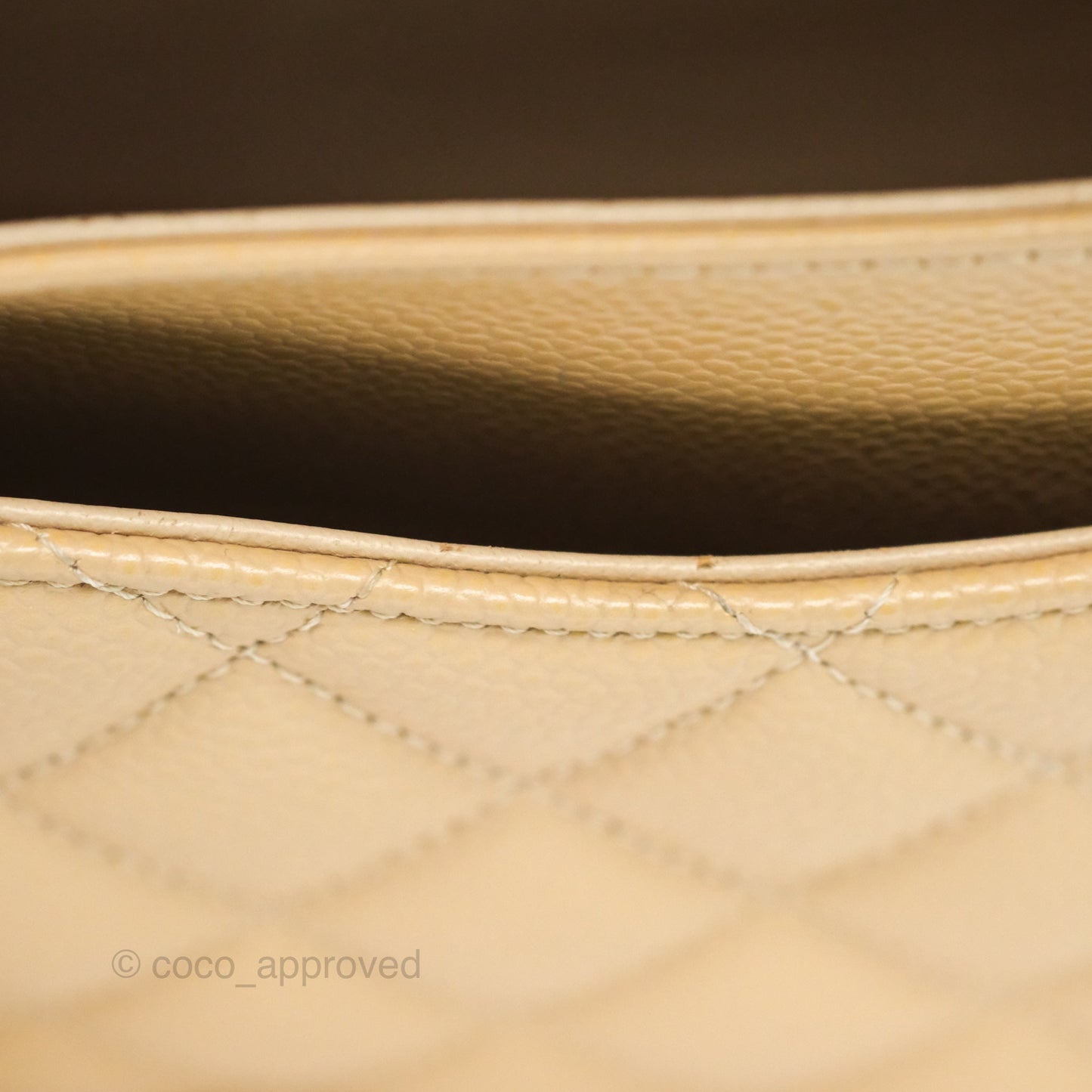 Chanel M/L Medium Classic Flap Quilted Beige Caviar Gold Hardware