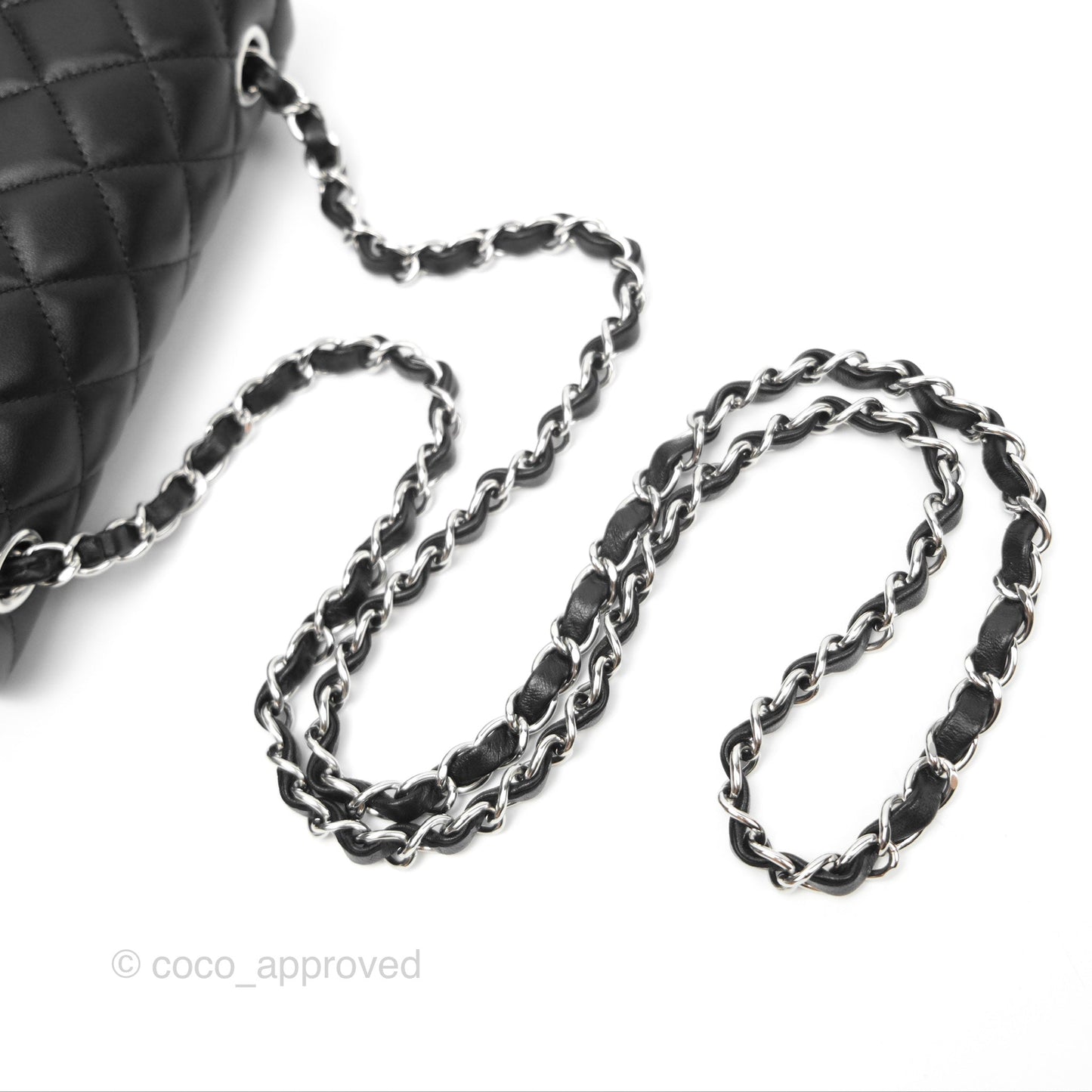 Chanel Quilted Mini Rectangular Black Lambskin Silver Hardware