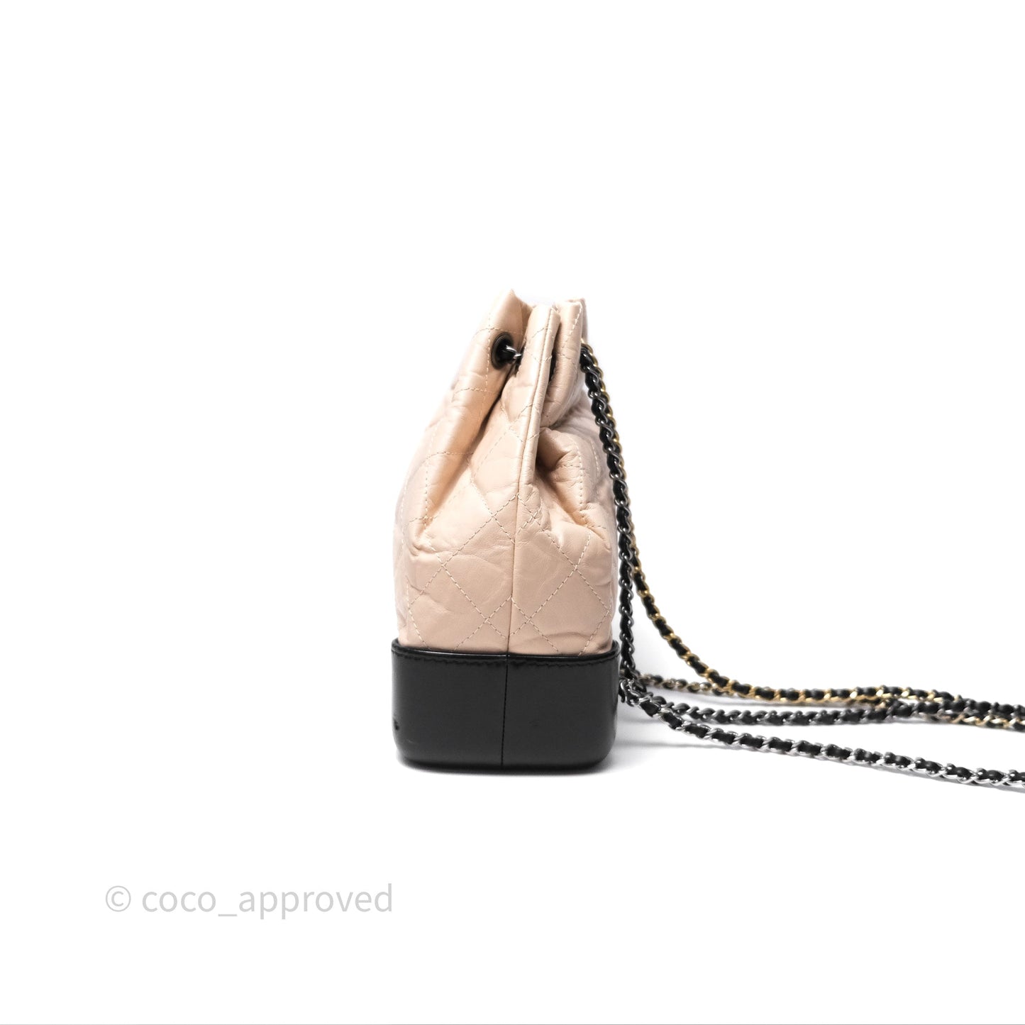 Chanel Small Gabrielle Backpack Beige Black Aged Calfskin
