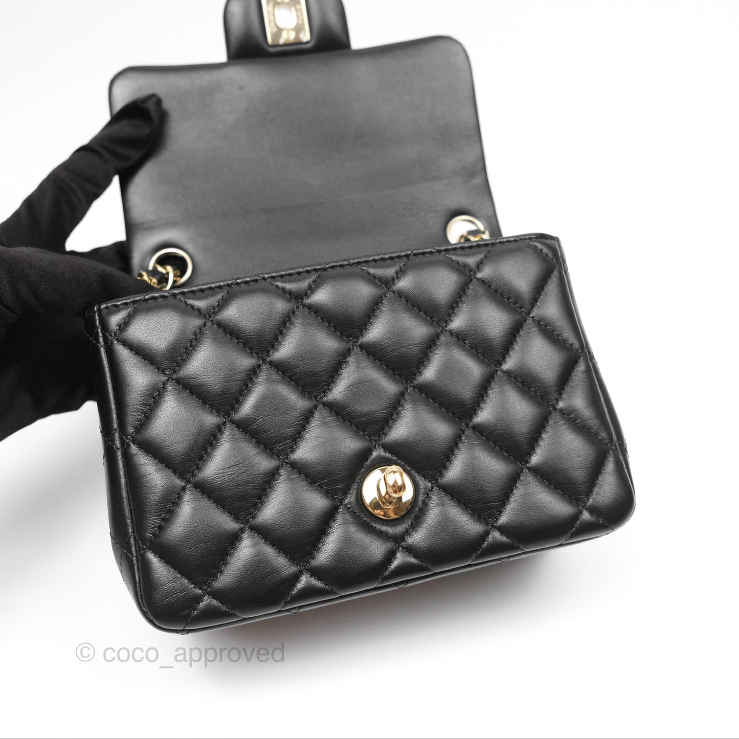 Chanel Mini Square Black Lambskin Gold Hardware