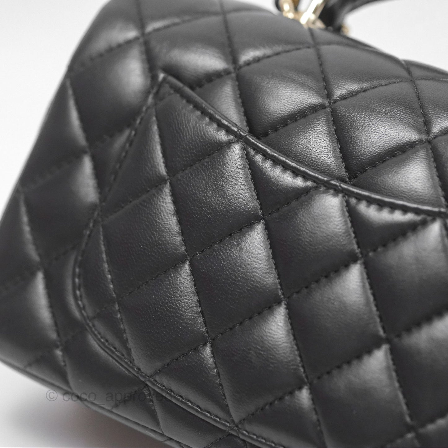 Chanel Top Handle Mini Rectangular Flap Bag Black Lambskin Gold Hardware