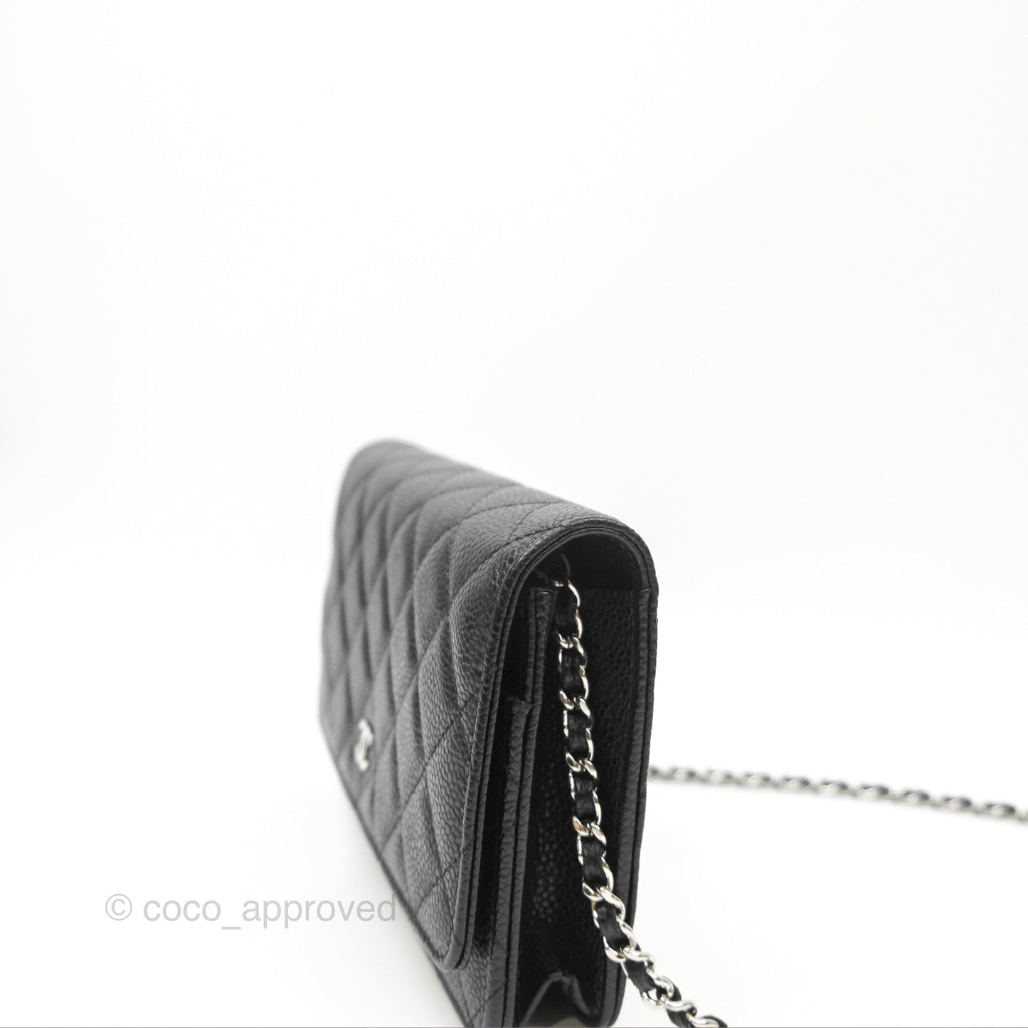 Chanel Quilted Classic Wallet On Chain WOC Black Caviar Silver Hardware