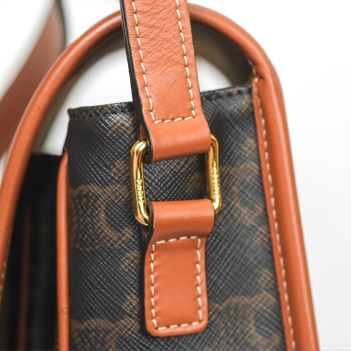Celine Medium Folco Bag Triomphe Canvas Tan