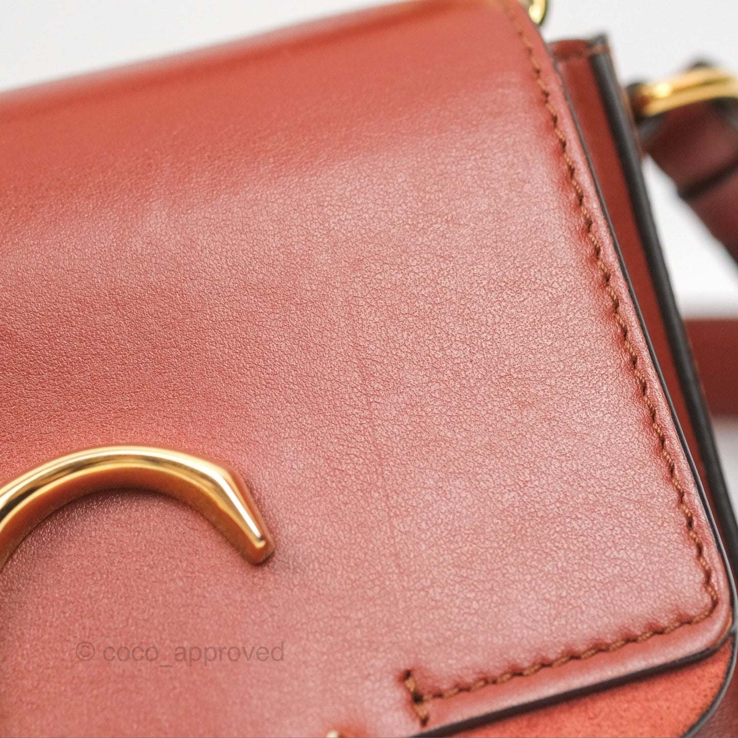 Chloé Mini C Bag Sepia Brown Shiny/Suede Calfskin
