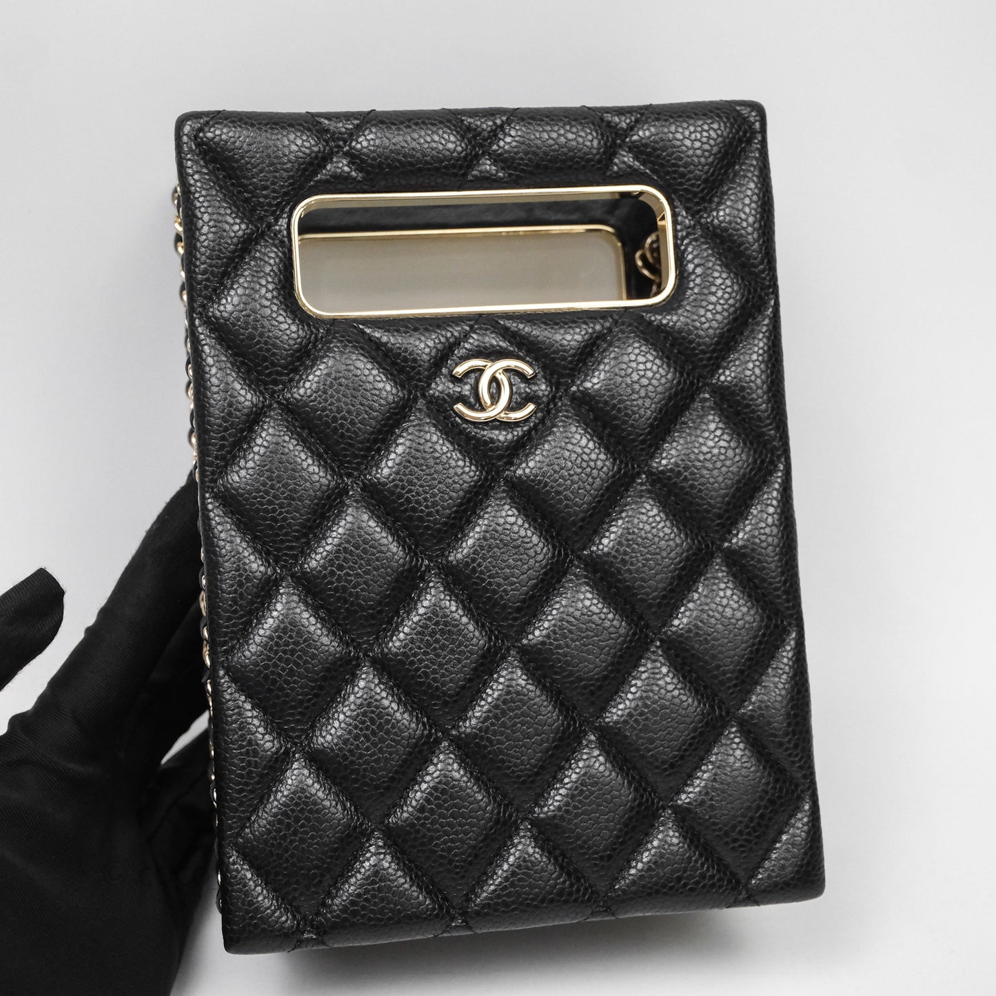 Chanel Evening Bag Caviar Black Gold Hardware