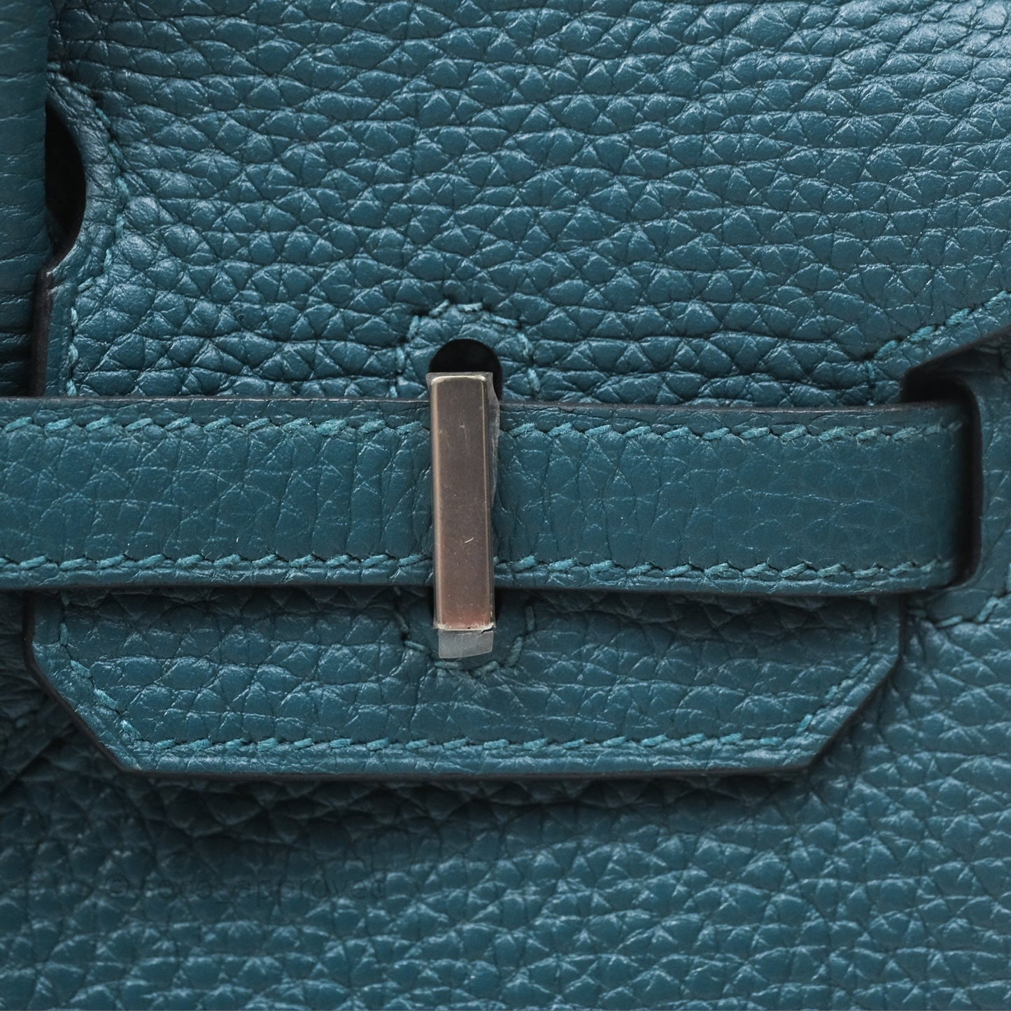 Hermès Birkin 25 Retourne Vert Bosphore W0 / Bleu Océan Z7 Togo Palladium Hardware