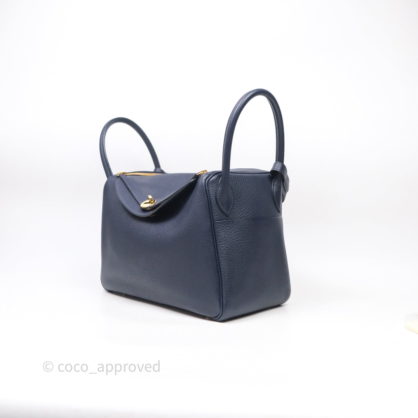 Hermès Lindy 30 Bleu Nuit 2Z Clemence Gold Hardware
