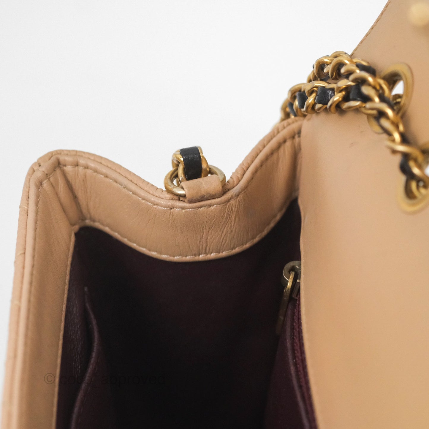 Chanel Small CC Filigree Flap Quilted Beige Black Caviar
